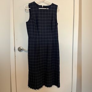 New Without Tag - J.Crew Blue Checkered Wool Dress with Pleated Hem